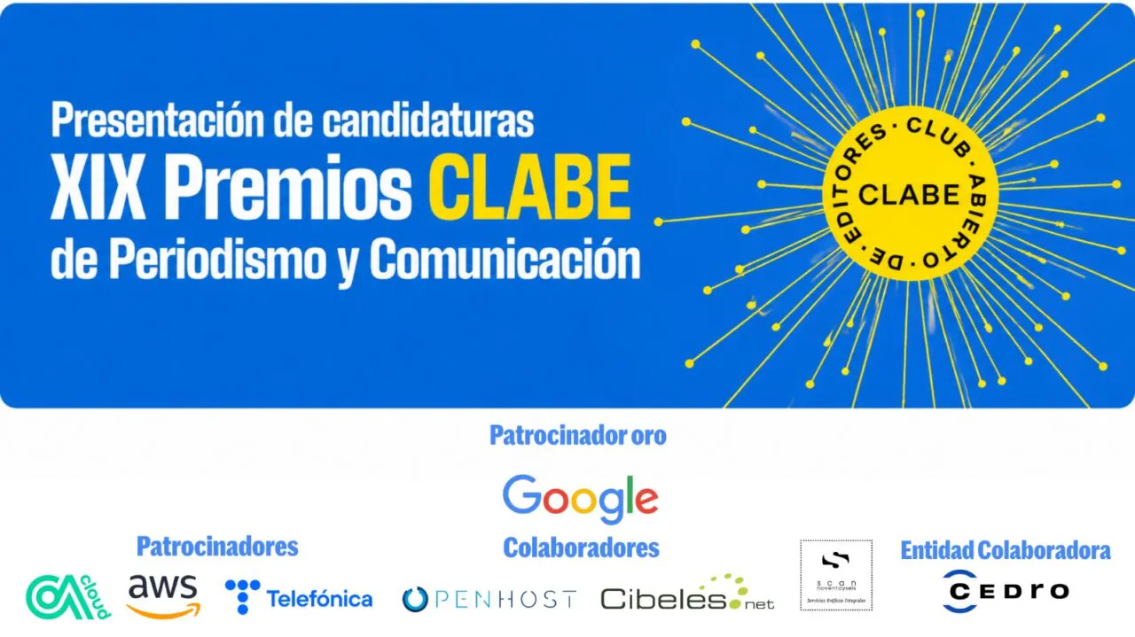 Cartel oficial de la convocatoria de los XIX Premios CLABE de Periodismo y Comunicación 2026